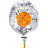 2pc Amber/Red 28 LED Double Face Stud Mount Pedestal Fender Stop Turn Tail Light for Truck Trailer Peterbilt Freightliner Mack Western Star. Left and Right Side Lights